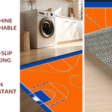 Ultra Soft Area Rug, Non Slip, Stain Resistant, Washable Area Rugs for Living Room, Bedroom, Vibrant Basketball Court Motif(Orange)