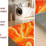 Ultra Soft Area Rug, Non Slip, Stain Resistant, Washable Area Rugs for Living Room, Bedroom, Retro-Inspired Colorful Wave Pattern(Orange)