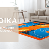 Ultra Soft Area Rug, Non Slip, Stain Resistant, Washable Area Rugs for Living Room, Bedroom, Energetic Blue and White Pattern(Orange)