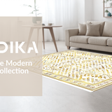 Ultra Soft Area Rug, Non Slip, Stain Resistant, Washable Area Rugs for Living Room, Bedroom, Soft Plush Geometric Elegance(Gold)