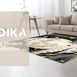 Ultra Soft Area Rug, Non Slip, Stain Resistant, Washable Area Rugs for Living Room, Bedroom, Trendy Half Moon Textile Art(Gold)