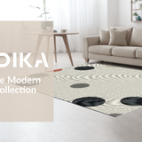 Ultra Soft Area Rug, Non Slip, Stain Resistant, Washable Area Rugs for Living Room, Bedroom, Joyful Black and White Motif(White)