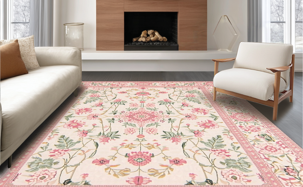 Elegant Vintage Rose Pattern Rug – ODIKA Elegant Vintage Rose Pattern Rug – ODIKA