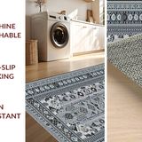 Ultra Soft Area Rug, Non Slip, Stain Resistant, Washable Area Rugs for Living Room, Bedroom, Chic Oval Pom Pom Accent(Gray)