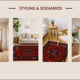 Ultra Soft Area Rug, Non Slip, Stain Resistant, Washable Area Rugs for Living Room, Bedroom, Modern Rustic Castle Aesthetic(Red)