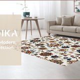 Ultra Soft Area Rug, Non Slip, Stain Resistant, Washable Area Rugs for Living Room, Bedroom, Vintage Boho Floral Living Room Low Pile Rug(White)