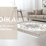 Ultra Soft Area Rug, Non Slip, Stain Resistant, Washable Area Rugs for Living Room, Bedroom, Vibrant Luxurious Medallion Theme(White)