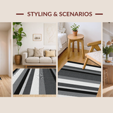 Ultra Soft Area Rug, Non Slip, Stain Resistant, Washable Area Rugs for Living Room, Bedroom, Modern Monochrome Geometric Layout(Gray)