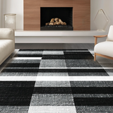 Ultra Soft Area Rug, Non Slip, Stain Resistant, Washable Area Rugs for Living Room, Bedroom, Contemporary Contrast Stripe Featuring Bold Black And White Banding(Black)