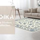 Ultra Soft Area Rug, Non Slip, Stain Resistant, Washable Area Rugs for Living Room, Bedroom, Charming Twirling Vines Theme(Beige)