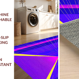Ultra Soft Area Rug, Non Slip, Stain Resistant, Washable Area Rugs for Living Room, Bedroom, Eclectic Futuristic Wave Motif(Purple)