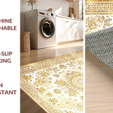 Ultra Soft Area Rug, Non Slip, Stain Resistant, Washable Area Rugs for Living Room, Bedroom, Rustic Circle Elegance(Gold)