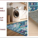 Ultra Soft Area Rug, Non Slip, Stain Resistant, Washable Area Rugs for Living Room, Bedroom, Striking Rustic Medallion Pattern(Blue)
