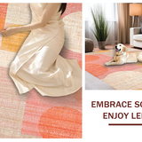 Ultra Soft Area Rug, Non Slip, Stain Resistant, Washable Area Rugs for Living Room, Bedroom, Chic Velvet-Look Rug with Artful Dot Matrix and Contemporary Peach Tones(Pink)