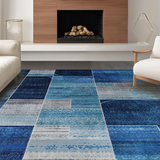 Ultra Soft Area Rug, Non Slip, Stain Resistant, Washable Area Rugs for Living Room, Bedroom, Modern Whimsical Patterned Flair(Blue)