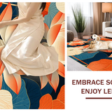 Ultra Soft Area Rug, Non Slip, Stain Resistant, Washable Area Rugs for Living Room, Bedroom, Eclectic Colorful Floral Display(Orange)