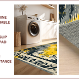Ultra Soft Area Rug, Non Slip, Stain Resistant, Washable Area Rugs for Living Room, Bedroom, Vintage Tribal Grey and Yellow Living Room Rug(Black)