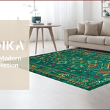 Ultra Soft Area Rug, Non Slip, Stain Resistant, Washable Area Rugs for Living Room, Bedroom, Chic Antique Green Floral Motif(Blue)