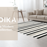 Ultra Soft Area Rug, Non Slip, Stain Resistant, Washable Area Rugs for Living Room, Bedroom, Modern Boho Rug With Graphic Contrast Stripes And Linear Rhythm(Black)