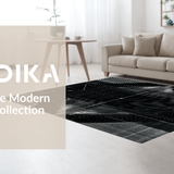 Ultra Soft Area Rug, Non Slip, Stain Resistant, Washable Area Rugs for Living Room, Bedroom, Sleek Abstract Linear Arrangement(Black)