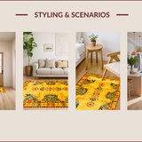 Ultra Soft Area Rug, Non Slip, Stain Resistant, Washable Area Rugs for Living Room, Bedroom, Eclectic Vintage Ethnic Motif(Yellow)