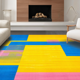 Ultra Soft Area Rug, Non Slip, Stain Resistant, Washable Area Rugs for Living Room, Bedroom, Elegant Colorful Wave Arrangement(Yellow)
