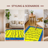 Ultra Soft Area Rug, Non Slip, Stain Resistant, Washable Area Rugs for Living Room, Bedroom, Joyful Symphonic Motif Arrangement(Blue)