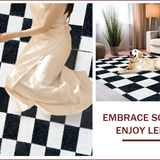 Ultra Soft Area Rug, Non Slip, Stain Resistant, Washable Area Rugs for Living Room, Bedroom, Modern Faux Wool Checkerboard(Black)
