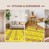 Ultra Soft Area Rug, Non Slip, Stain Resistant, Washable Area Rugs for Living Room, Bedroom, Rustic Earth Tone Festivity Theme(Yellow)