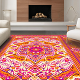 Ultra Soft Area Rug, Non Slip, Stain Resistant, Washable Area Rugs for Living Room, Bedroom, Sophisticated Curved Linear Patterns(Orange)