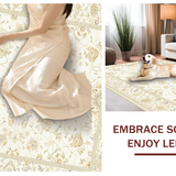 Ultra Soft Area Rug, Non Slip, Stain Resistant, Washable Area Rugs for Living Room, Bedroom, Rustic Nature-Inspired Floral Composition(Beige)