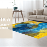 Ultra Soft Area Rug, Non Slip, Stain Resistant, Washable Area Rugs for Living Room, Bedroom, Vibrant Abstract Expressionist Design(Yellow)