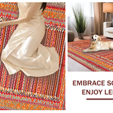 Ultra Soft Area Rug, Non Slip, Stain Resistant, Washable Area Rugs for Living Room, Bedroom, Chic Earthy Tones Striped Design(Orange)