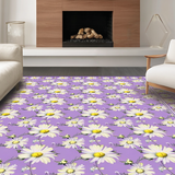 Ultra Soft Area Rug, Non Slip, Stain Resistant, Washable Area Rugs for Living Room, Bedroom, Cute Lavender Blooming Style(Purple)