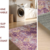 Ultra Soft Area Rug, Non Slip, Stain Resistant, Washable Area Rugs for Living Room, Bedroom, Intricate Tiled Rustic Elegance(Purple)