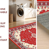 Ultra Soft Area Rug, Non Slip, Stain Resistant, Washable Area Rugs for Living Room, Bedroom, Vibrant Medallion Patterned Elegance(White)