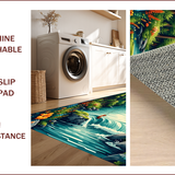 Ultra Soft Area Rug, Non Slip, Stain Resistant, Washable Area Rugs for Living Room, Bedroom, Nature Carved Fishing Scene Cabin Area Carpet(Green)