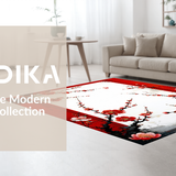 Ultra Soft Area Rug, Non Slip, Stain Resistant, Washable Area Rugs for Living Room, Bedroom, Rustic Multi-Color Botanical Print(Red)