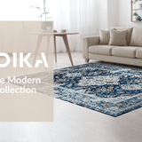 Ultra Soft Area Rug, Non Slip, Stain Resistant, Washable Area Rugs for Living Room, Bedroom, Serene Monochrome Medallion Theme(Blue)