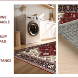 Ultra Soft Area Rug, Non Slip, Stain Resistant, Washable Area Rugs for Living Room, Bedroom, Chic Red Floral Geometry Blend(Red)
