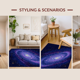 Ultra Soft Area Rug, Non Slip, Stain Resistant, Washable Area Rugs for Living Room, Bedroom, Dazzling Intergalactic Visual Harmony(Blue)