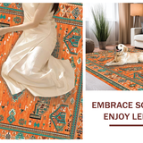 Ultra Soft Area Rug, Non Slip, Stain Resistant, Washable Area Rugs for Living Room, Bedroom, Dynamic Colorful Trellis Elements(Orange)