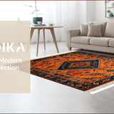 Ultra Soft Area Rug, Non Slip, Stain Resistant, Washable Area Rugs for Living Room, Bedroom, Vibrant Rustic Abstract Aesthetic(Orange)