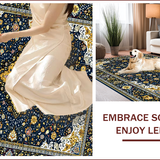 Ultra Soft Area Rug, Non Slip, Stain Resistant, Washable Area Rugs for Living Room, Bedroom, Elegant Gilded Geometric Embroidery(Blue)