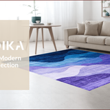 Ultra Soft Area Rug, Non Slip, Stain Resistant, Washable Area Rugs for Living Room, Bedroom, Elegant Modern Watercolor Swirl(Blue)