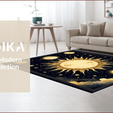 Ultra Soft Area Rug, Non Slip, Stain Resistant, Washable Area Rugs for Living Room, Bedroom, Celestial Moonlit Abstract Style(Gold)