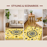 Ultra Soft Area Rug, Non Slip, Stain Resistant, Washable Area Rugs for Living Room, Bedroom, Elegant Cozy Medallion Design(Yellow)