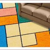 Ultra Soft Area Rug, Non Slip, Stain Resistant, Washable Area Rugs for Living Room, Bedroom, Abstract Geometric Multi-Color Nursery Play Mat(Blue)