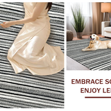 Ultra Soft Area Rug, Non Slip, Stain Resistant, Washable Area Rugs for Living Room, Bedroom, Modern Dash Runner: Monochrome Striped Indoor/Outdoor Carpet(Black)