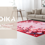 Ultra Soft Area Rug, Non Slip, Stain Resistant, Washable Area Rugs for Living Room, Bedroom, Rustic Nature-Inspired Floral Touch(Red)